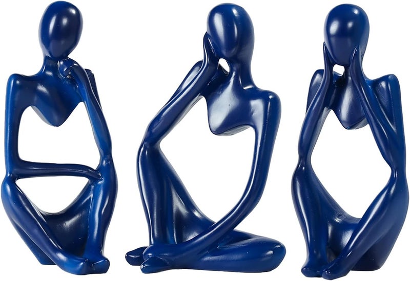 BMLCGJ Thinker Statue Gold Decor Abstract Art Sculpture, Golden Resin Collectible Figurines for Home Living Room Office Shelf Decoration,Great Gifts Ideas (Blue) - Image 1